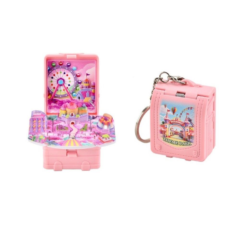 

Creative Stereo Book 3D Folding Book Dream Amusement Mini Model Keychain Cartoon Castle Decompression Toy Pendant Kids розовый