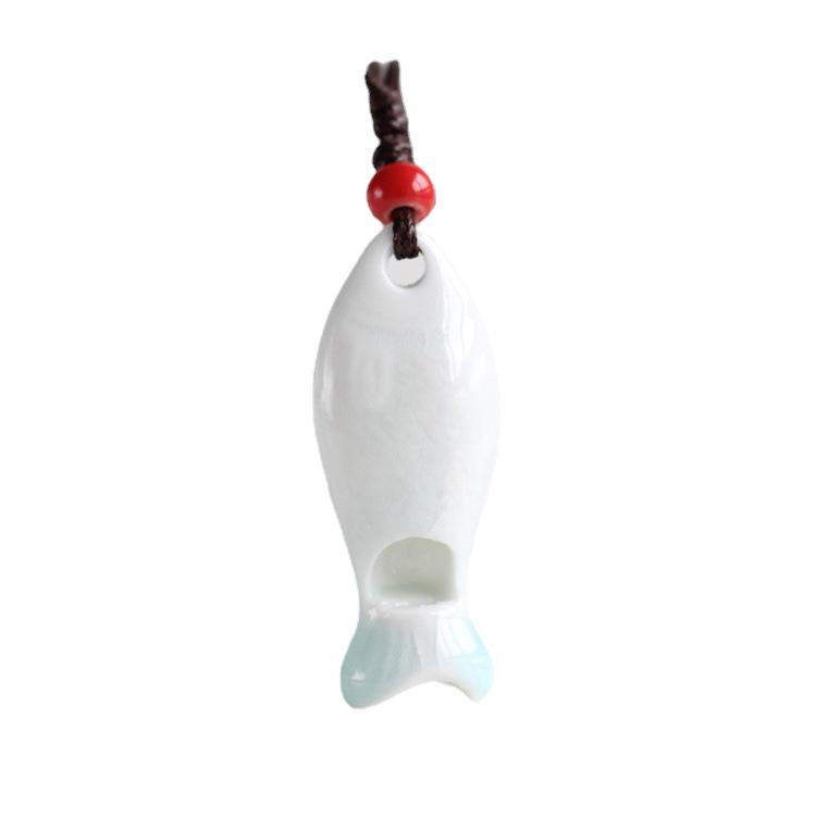 Handmade Ceramic Fish-shaped Whistle Necklace Pendant - Fresh Style Ornament for Couples & Friends, 581