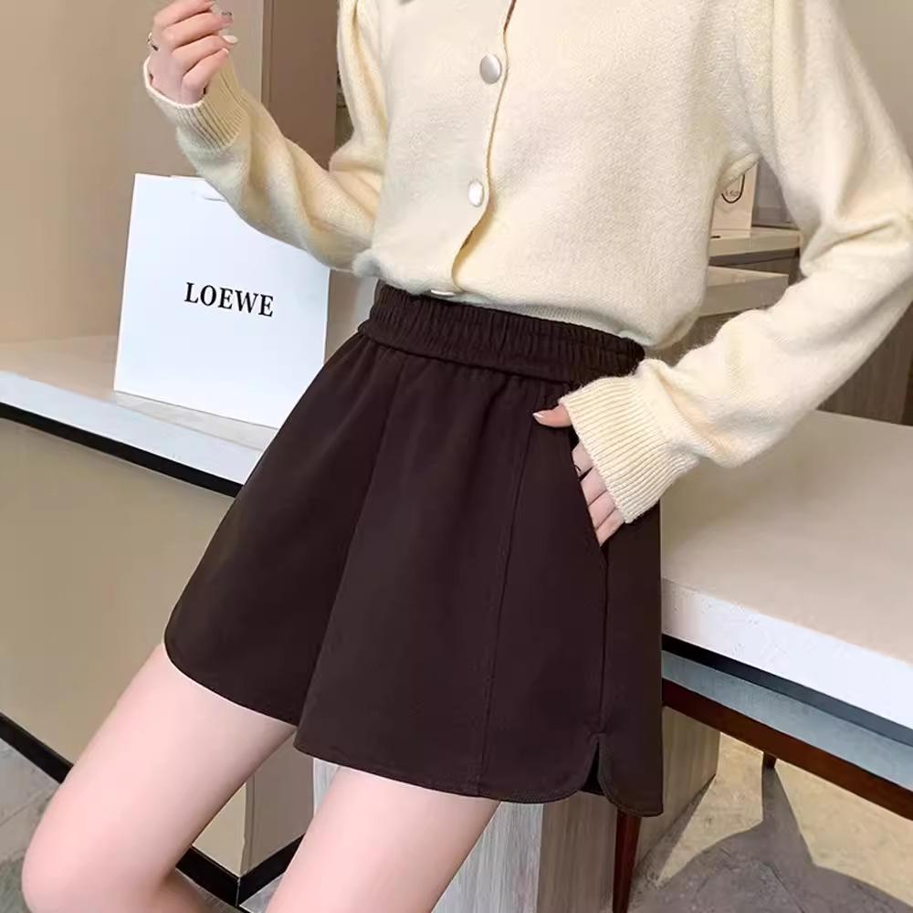 Petite High-Waisted Woolen A-Line Shorts for Women - Autumn/Winter 2024 Collection