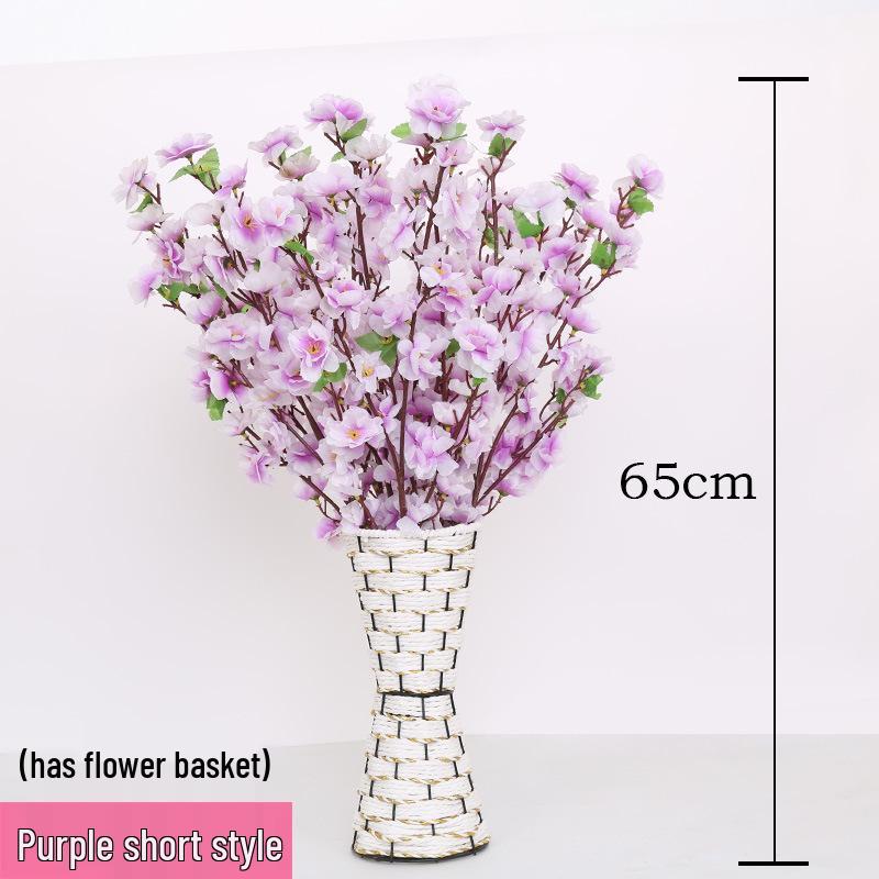 Silk Peach, Plum, and Cherry Blossom Arrangement – Indoor Floor Decoration