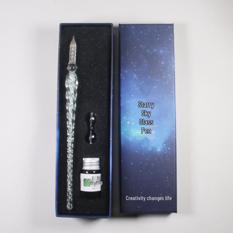 Starry Sky Glass Dip Pen Set: Crystal Signature & Student Pen Stationery Gift