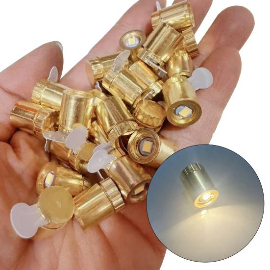 

20Pcs Electronic Light Battery Powered Mini LED Lights with Golden Shell DIY Crafts Dollhouses Paper Lanterns Balloons Models Decoration A
