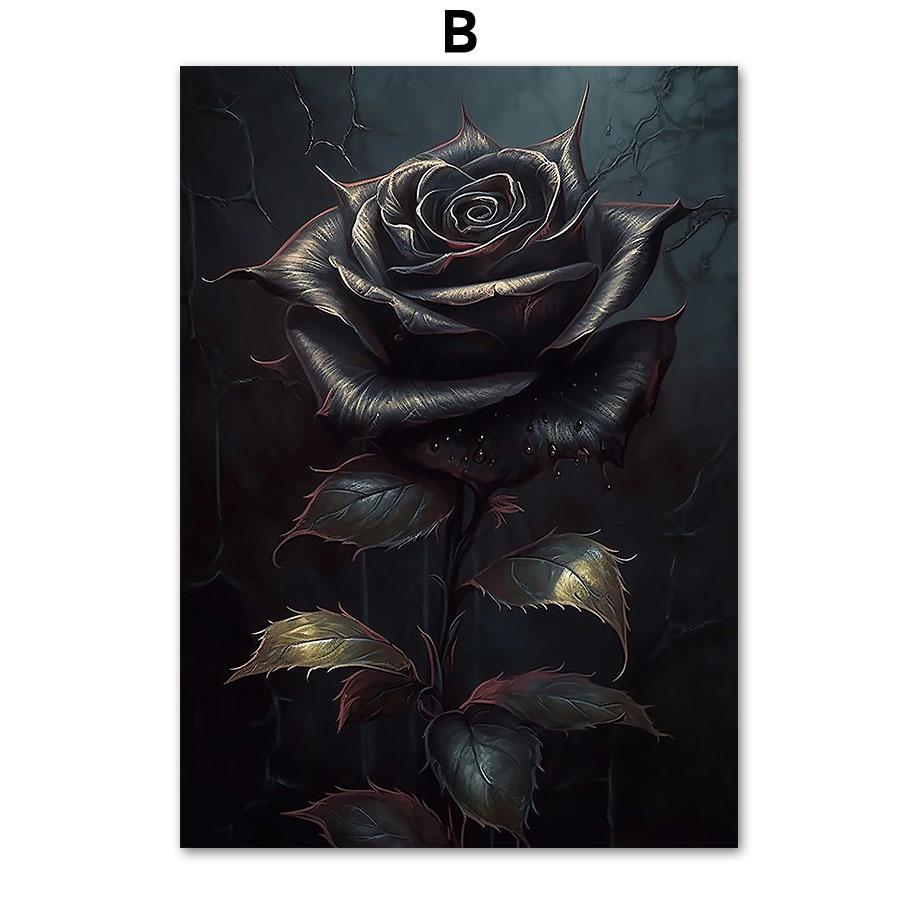 Dark Academia Rose Gothic Victorian Crow Witch Ghost Halloween Wall Art Canvas Painting Posters Print Pictures Living Room Decor
