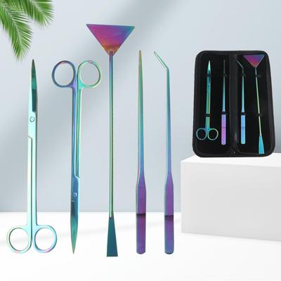 Farbenfrohes Titan Edelstahl Aquarium Pflanzenschere Set - Wellenschere für Wasserpflanzen und Aquarien