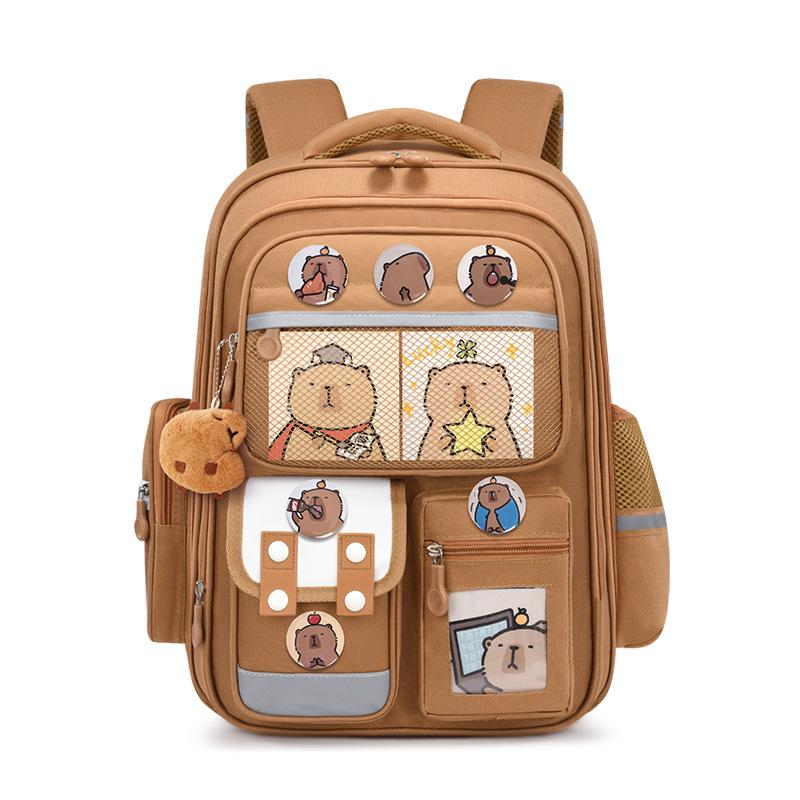 Large Capacity Capybara Cartoon Backpack - Water-Repellent School Bag for Kids