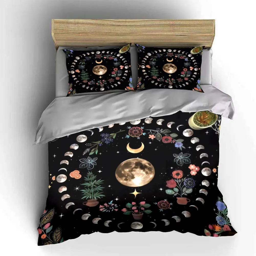 Moon Phases Tapestry Set Decor Soft Comfortable Duvet Cover Bedding Set Included 1*Duvet Cover & 2*Pillowcases Gift