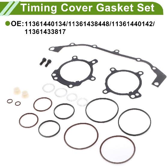 No.11361440134/11361433817 Timing Cover Gasket Set for BMW 325i Base 2.5L 2001-2005 Long-lasting Sealing O-Ring Seal Repair Kit 1 Set