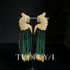 Vintage Zircon Parrot Earrings with Red Tassels and Detailed Craftsmanship