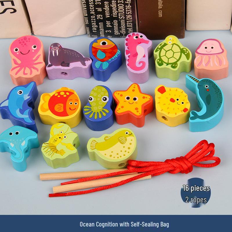 Wooden Bead Stringing Toy for Children's Educational Development