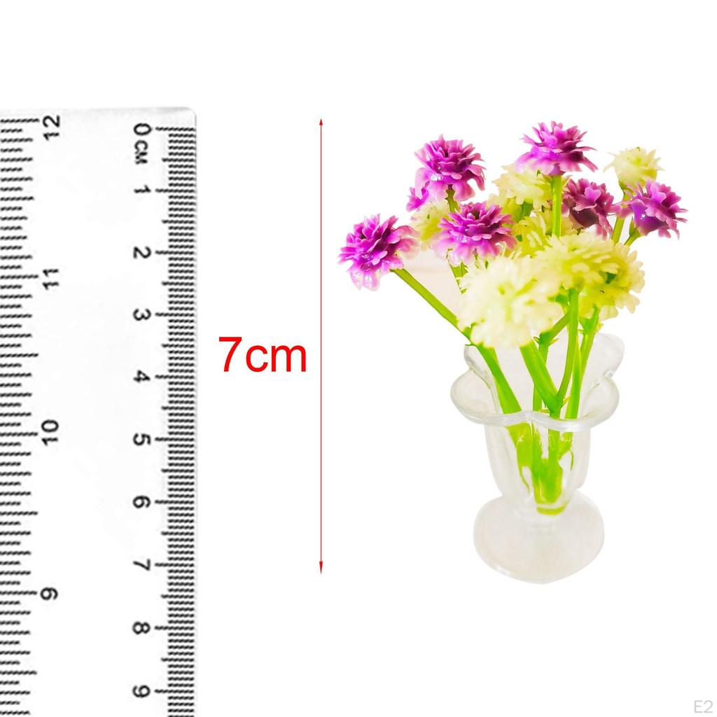 1:12 Flowers with Vase Life Scene Accessories Living Room Micro Landscape Miniature Flower Pot