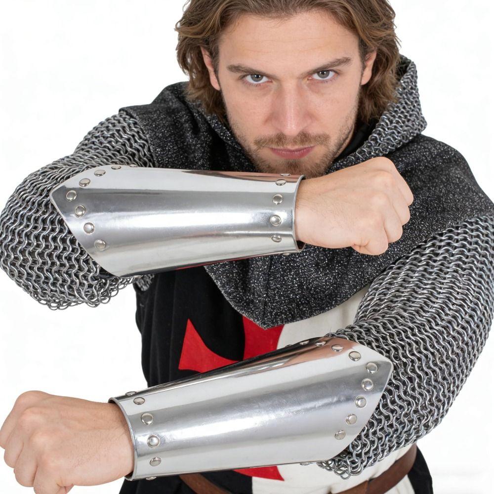 Silver Gold Rivet Medieval Bracers Role Playing Cosplay Arm Cuff Knight Arm Guard Training