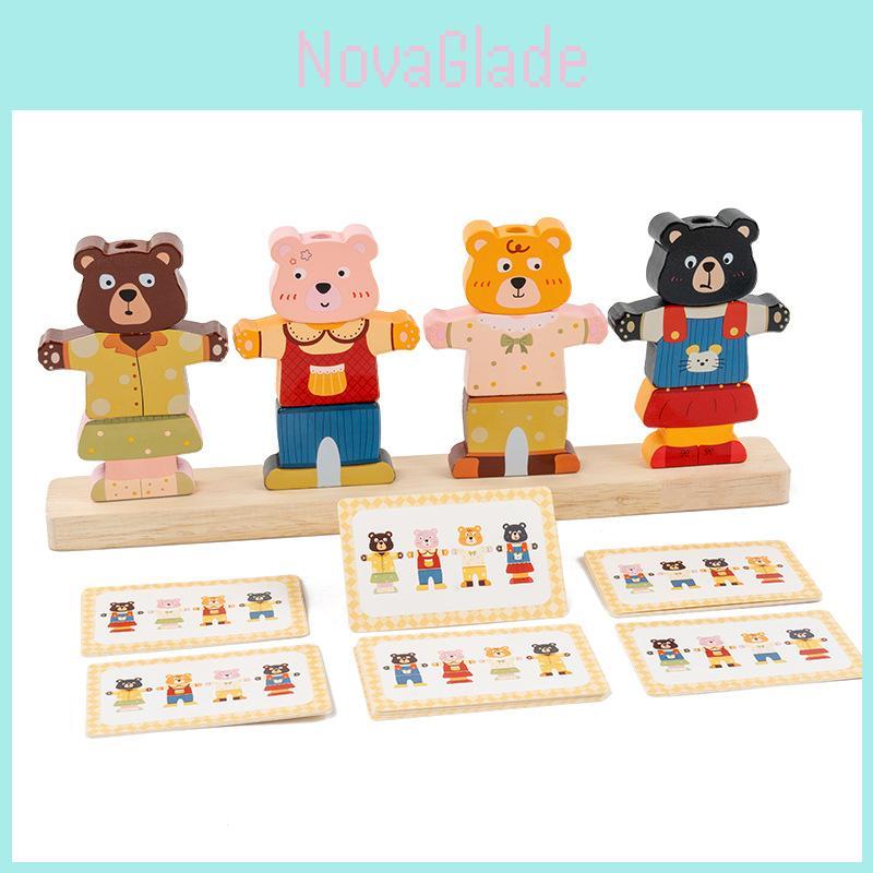 Wooden Early Learning Bear Dress Up Toy With Color Recognition For Kids Educational Game