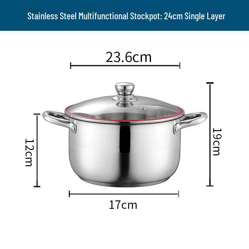 

Extra-Thick Stainless Steel Double-Layer Steamer Pot for Induction and Gas Stoves Single Layer
