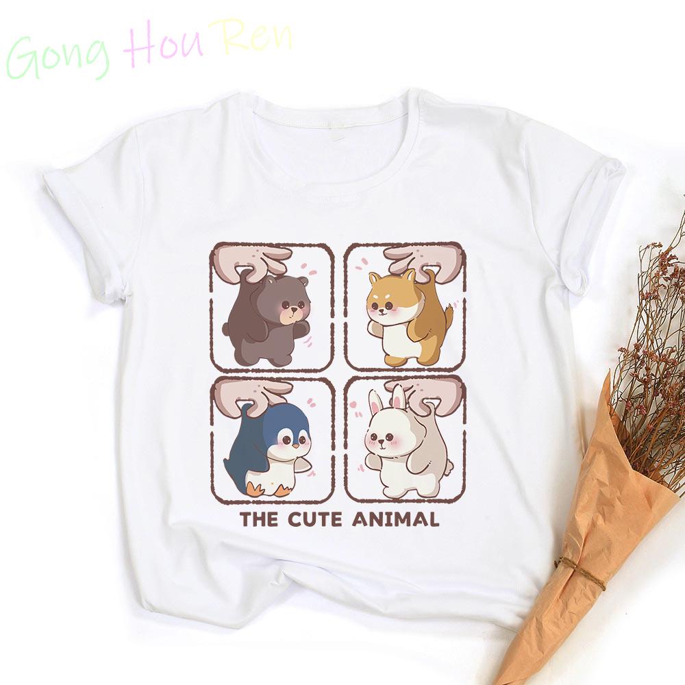 Kawaii Corgi T-shirt Woman Clothing Funny Animal Print Graphic T Shirts Tops Casual Harajuku  Women's Sumer Clothes Short Sleeve