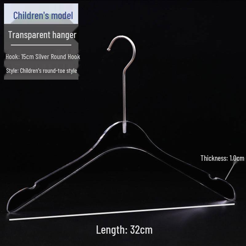 Children s Non-Slip Transparent Acrylic Hangers for Clothing Stores with Custom Logo. Single