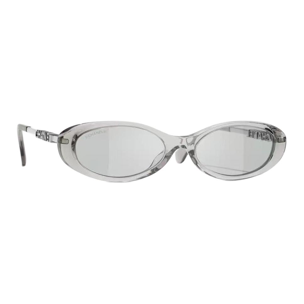Chanel Logo Design Acetate Oval Sunglasses Unisex sunglasses Light-Gray A71781-X06081-S8763