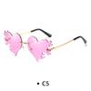 Fashion Rimless Sunglasses Flame Unique Big Love Heart Eyewear Luxury Brand Designer Vintage Sun Glasses Shades UV400 Eyewear