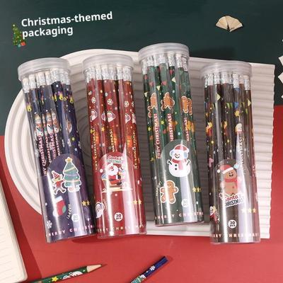30Pcs Cartoon Christmas Pencil Set With Rubber Creative Pencil Christmas Study Writing Draw School Stationery Supplies Gifts