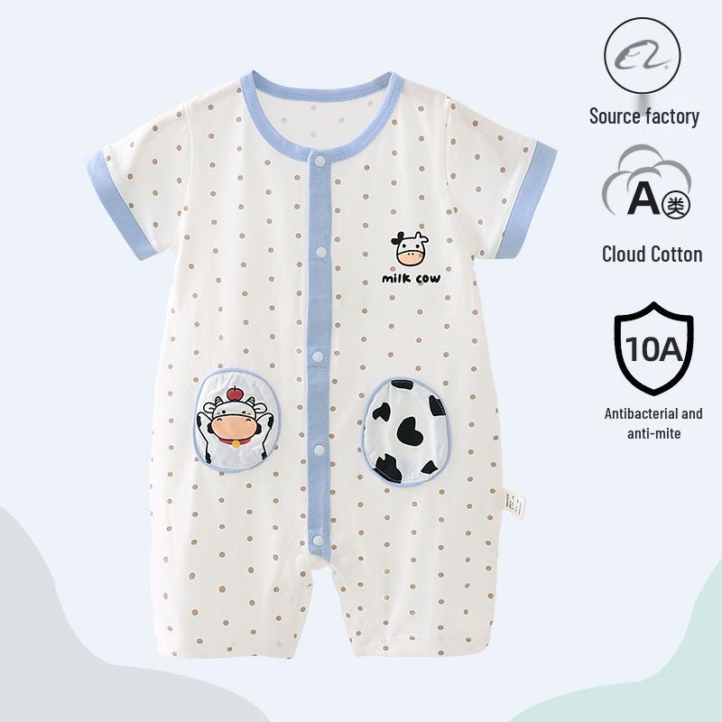 Antibacterial Summer Short-Sleeve Newborn Cotton Bodysuit