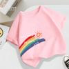 Jungen Mädchen T-Shirt Sommer Baumwolle Kurzarm T-Shirt Trendiges Regenbogen Design Kinder T-Shirt Mode Kinder Kleinkind Oberteile Zurück zur Schule