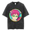 Anime The Disastrous Life of Saiki K Graphic Print Tshirt Men Women  Vintage Washed Cotton Oversized Harajuku Style Summer Tees
