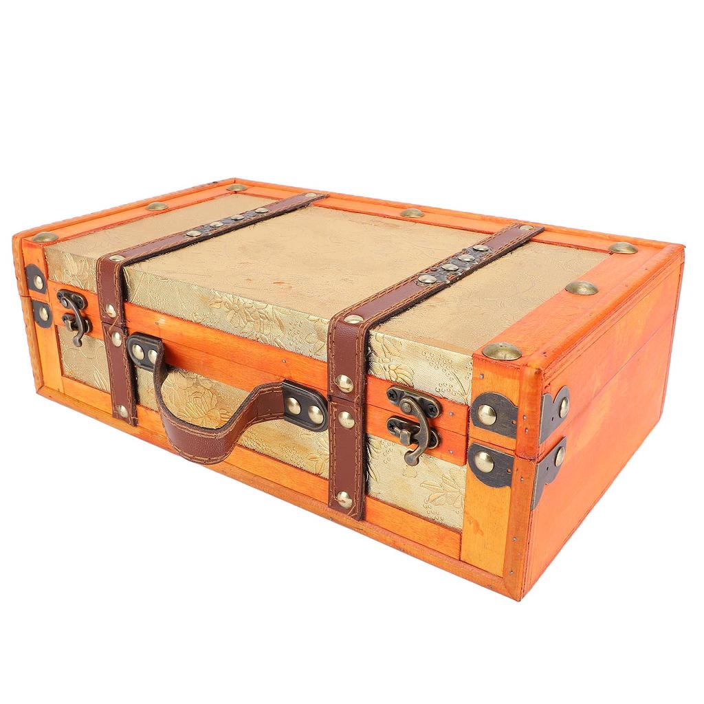 13.46x7.87x4.33in Vintage Suitcase Wooden Trunk Portable Decorative Luggage Suitcase for Home Item