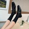 Lace Mesh Women Long Socks JK Lolita Girls Kawaii Cute Ruffle Socks Fishnet Japanese Fashion Solid Color Black Loose Long Socks