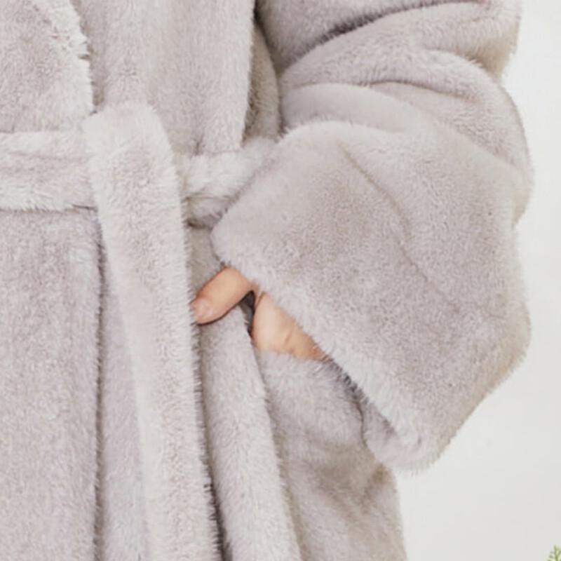 KAISER Women's Elegant Long Faux Fur Lapel Coat