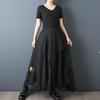 Plus Size Black High Waist Vintage Lace Mesh Patchwork Summer Casual Loose Long for Woman Skirts Womens Skirt