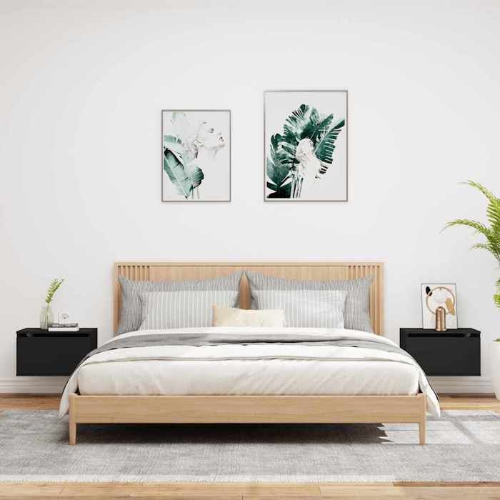 Table de chevet murale - Maison Exclusive - LED RVB - Lot de 2 - Bois d'ingénierie