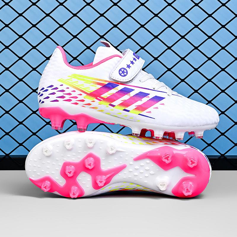 Children's Football Shoes Boys AG Spikes Artificial Grass Sports Outdoor Game Training Shoes TF Broken Nails Flat Bottom Girls