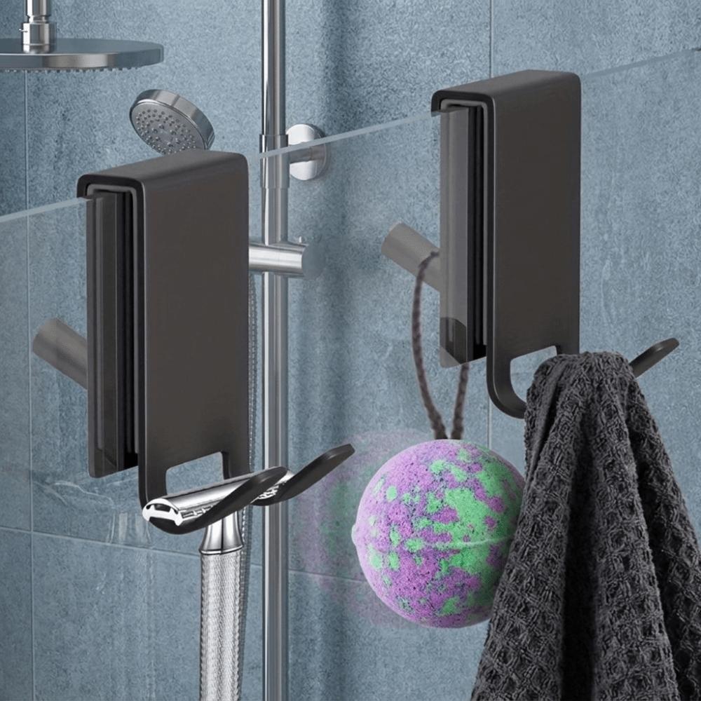 Stainless Steel Shower Door Hook Heavy Duty No Drill Door Mount Hook Sturdy Rustproof Bathroom Organizer Hook Towel Hanging