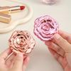 Rose-flowered Small Mirror, Student Portable Folding Mirror, Travel Pocket Mirror, Electroplated Flip Cover Makeup Mirror