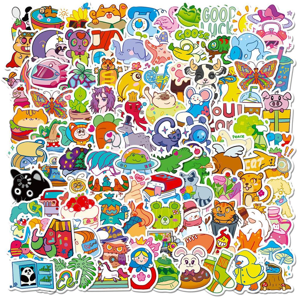 100 Small Size 4Cm Small Fresh Ins Wind Graffiti Sticker Decorative Suitcase Pen