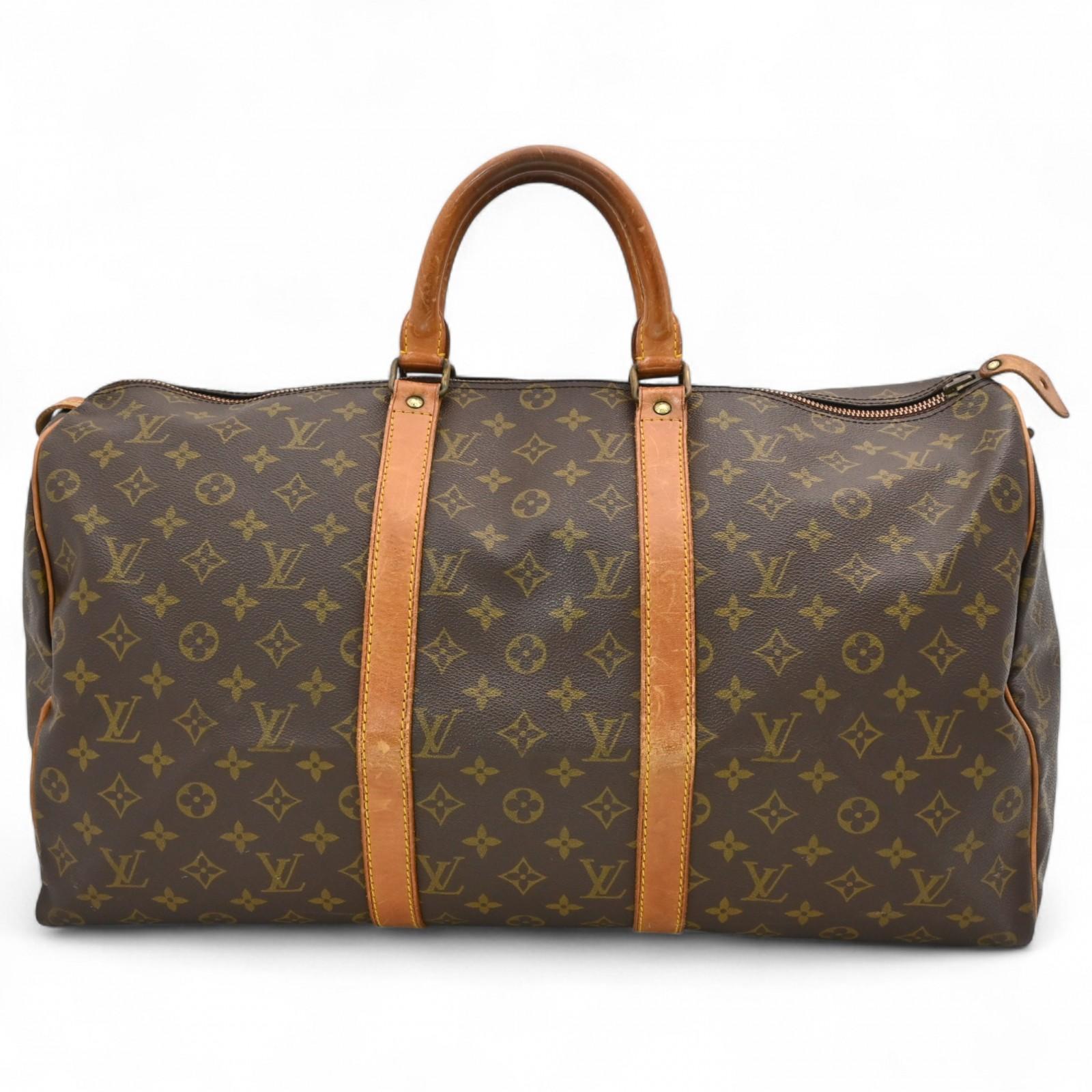 

Auth LOUIS VUITTON Monogram Keepall 50 Boston Bag Brown PVC M41426 lv6424bf