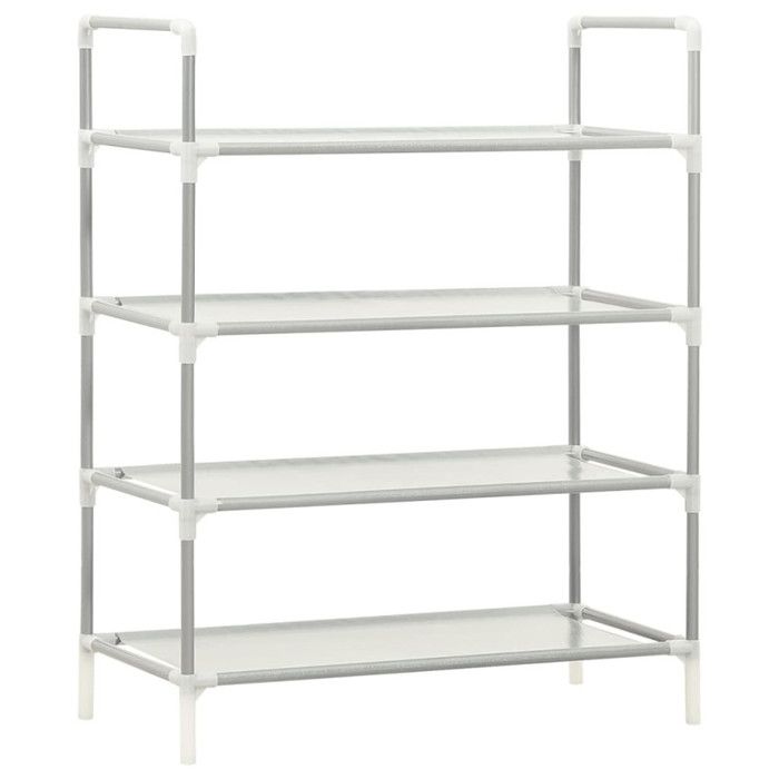 VidaXL Shoe Rack 4 Shelves Metal and Non-woven Fabric Silvery 330042
