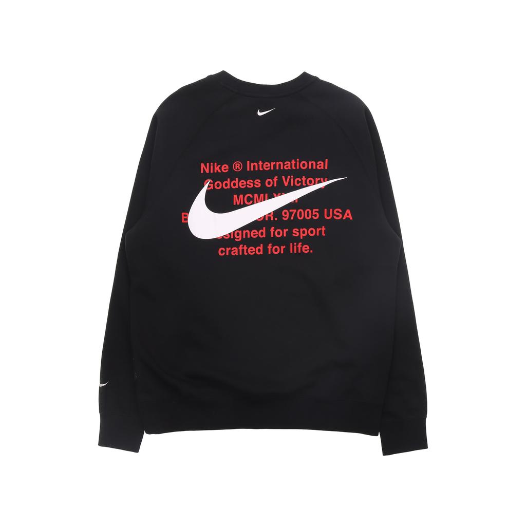 Nike Embroidered Swoosh Fleece-Lined Warm Crew Neck Sweatshirt Men Sweatshirt Black DD5079-010