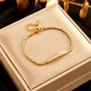 Gold Plated CZ Tennis Bracelet with Bar Charm, Dainty Cubic Zirconia Link Chain Bracelet, Elegant Jewelry for Women Gift