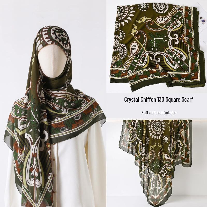Damenmode 130x130 Seidenähnlicher Gaze Quadratischer Schal Stola - High-End, Leichtgewicht, Langer Schal