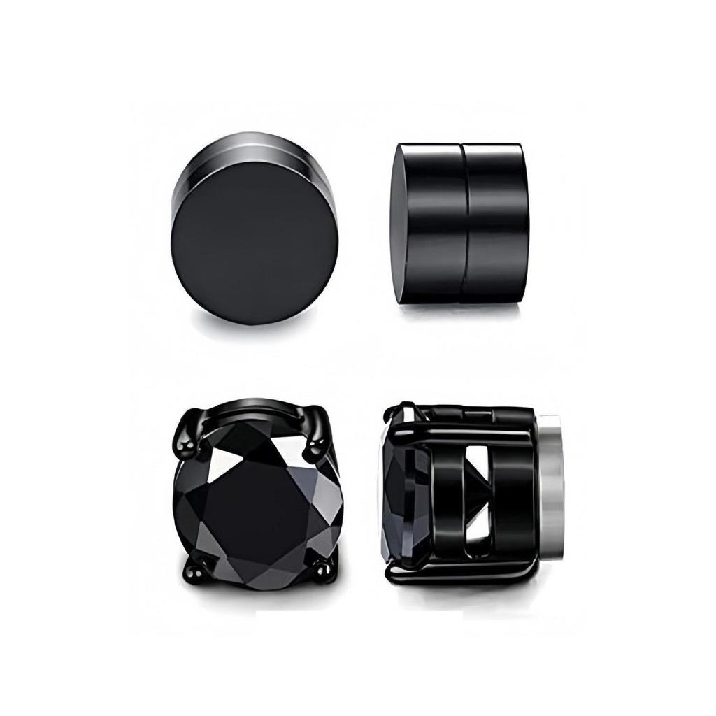 Zirconia Magnetic Ear Clips | No Piercing Faux Stud Earrings for Couples In Stainless Steel