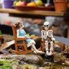 Men and Women Resin Ornament Halloween Rocking Chair Skeleton Decoration Outdoor Courtyard Household Decoration