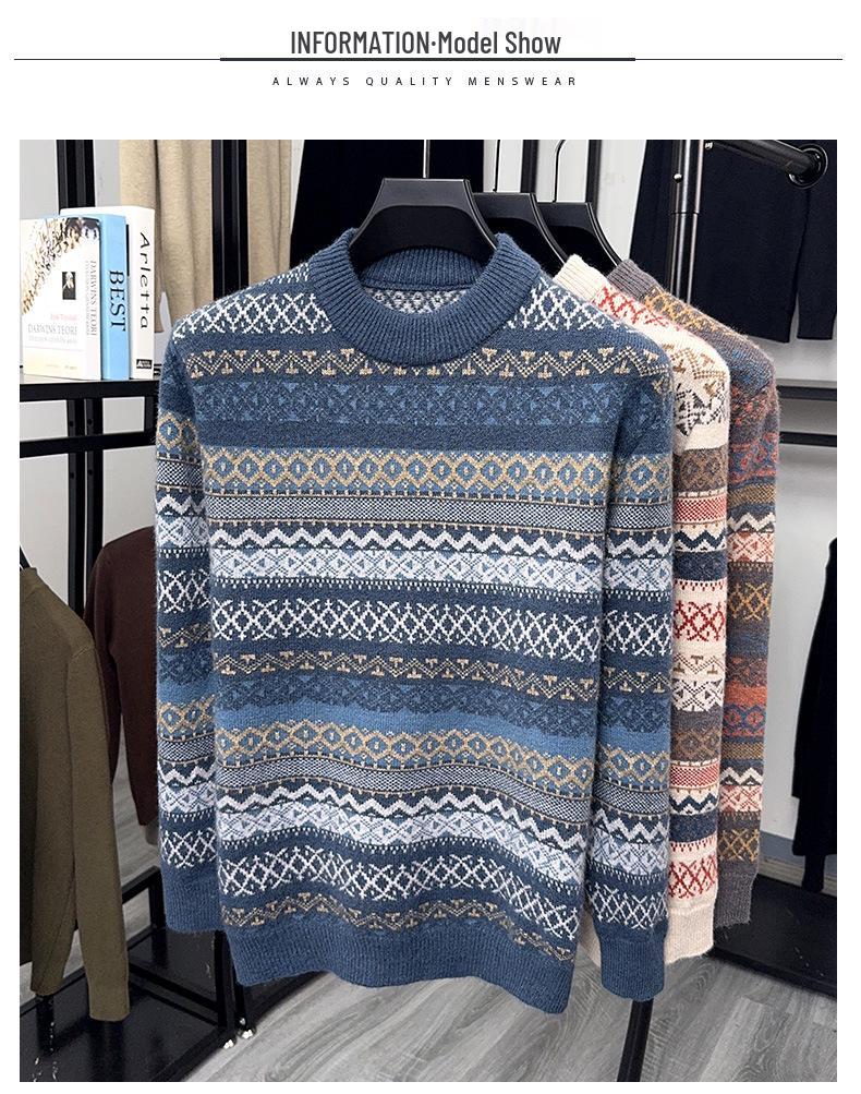 Men's Retro Trend Thickened Fashionable Anti-Pilling Skin-Friendly Knitted Sweater