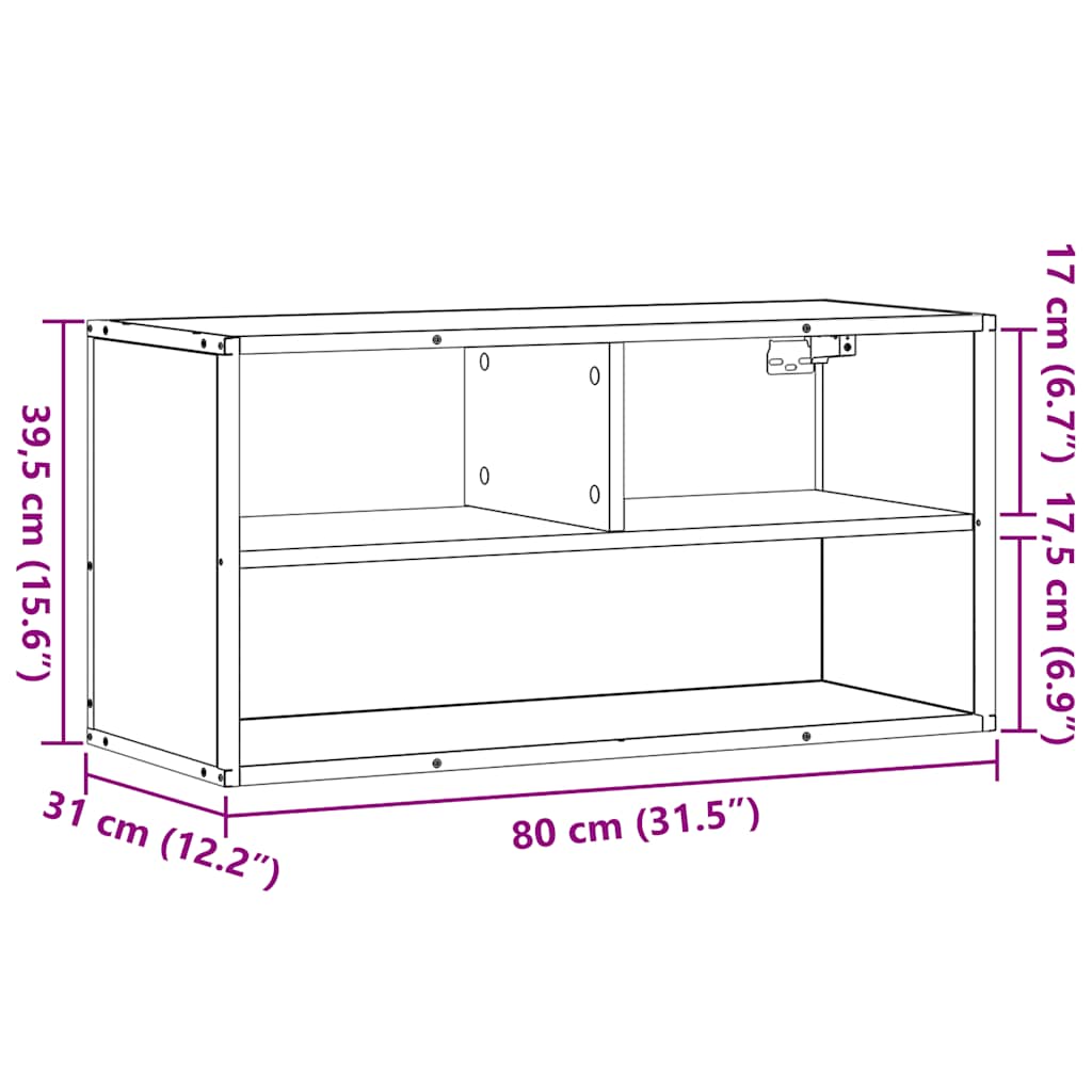 TV Stand in Grey Sonoma 80 x 31 x 39.5 cm Made of Particleboard and Metal