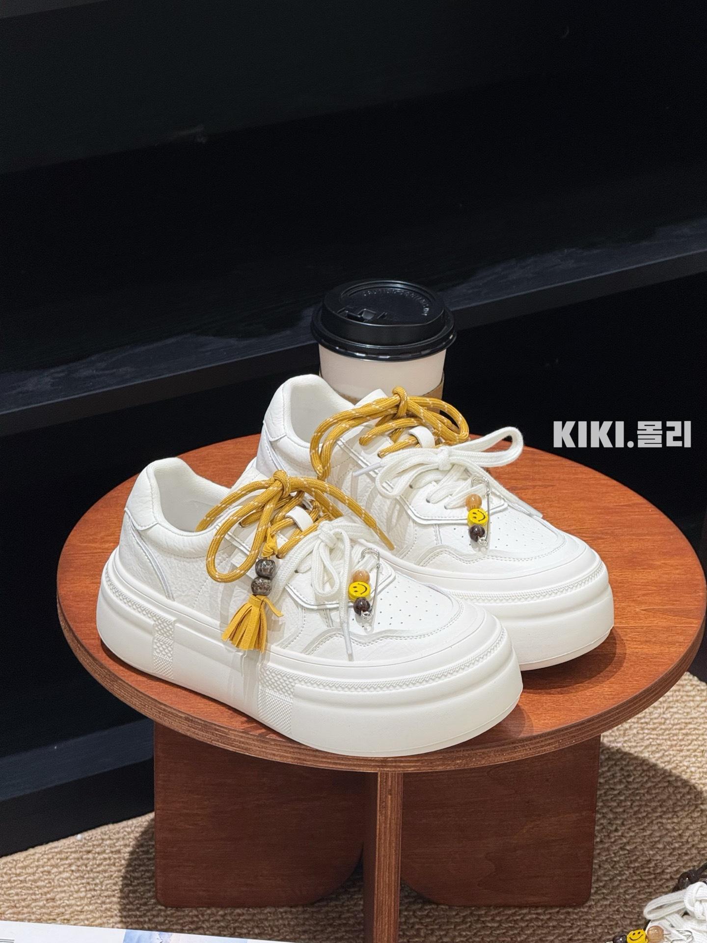 

Platform muffin board shoes women s ins tide 2025 early autumn new retro color matching heightening leather casual sports shoes women 35