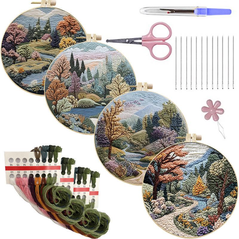1pc Landscape and Forest Pattern DIY Embroidery Kit for Beginners