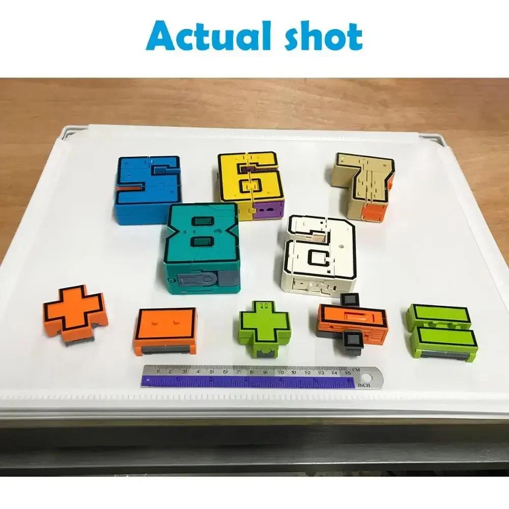 10PCS Transformation Number Robot Toy Building Blocks Deformation Pocket Morphers Educational Action Figure Children for STEM DIY Model Kit 3D