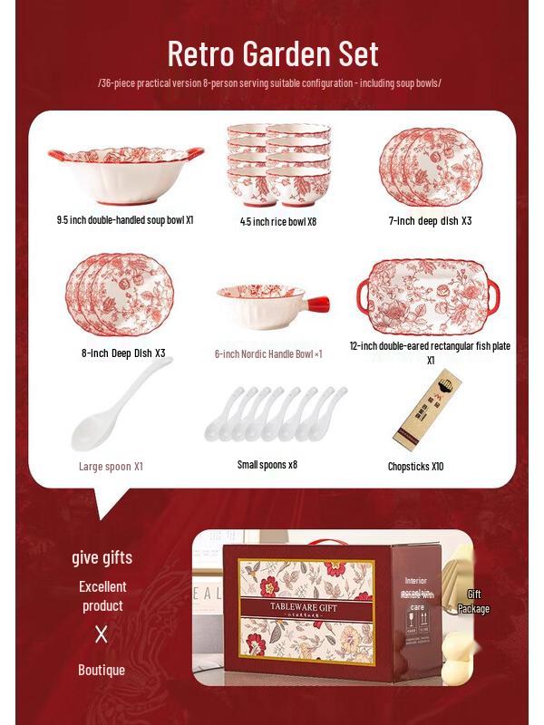 Kang Mo Retro Garden Ceramic Dinnerware Set