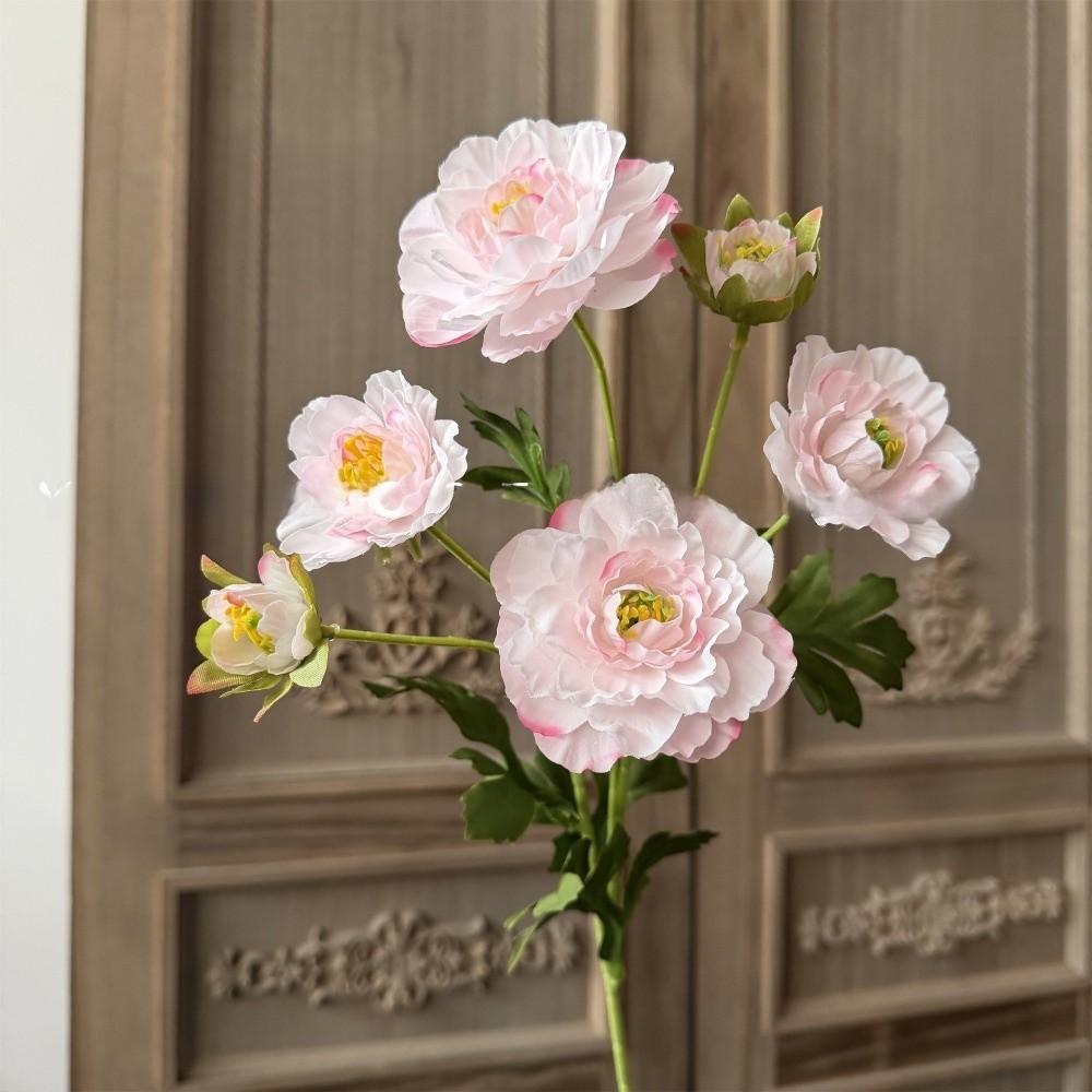 New 6 Heads Peony Artificial Flower with Buds Silk Fake Flower Long-branch Decorative Artificial Faux Plants Wedding Decoration