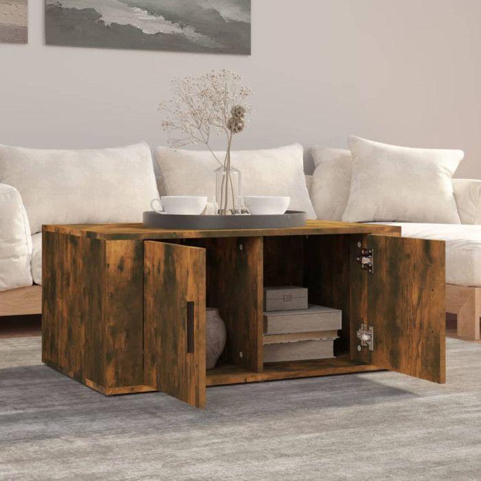 816517 vidaXL Coffee Table Smoked Oak 80x50x36 Cm Engineered Wood