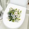 Bathroom Toilet Stickers Elegance Flower Wall Sticker Flower Pattern Self-Adhesive Paintings For Bathroom Living Decoration